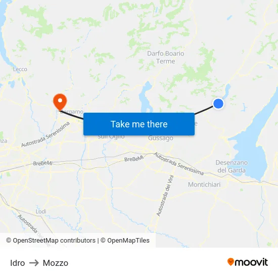 Idro to Mozzo map