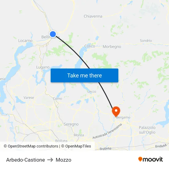 Arbedo-Castione to Mozzo map