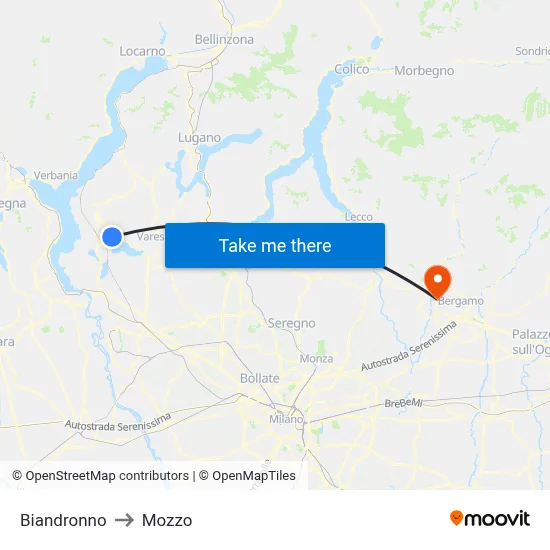 Biandronno to Mozzo map
