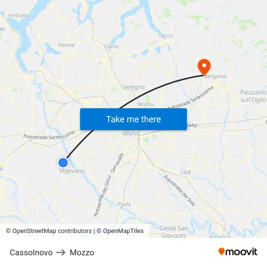 Cassolnovo to Mozzo map