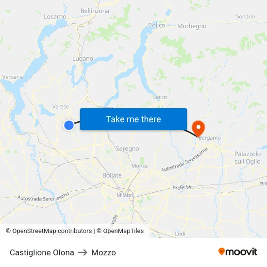 Castiglione Olona to Mozzo map