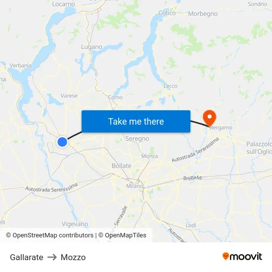 Gallarate to Mozzo map