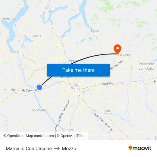 Marcallo con Casone to Mozzo map