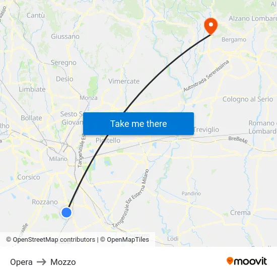 Opera to Mozzo map