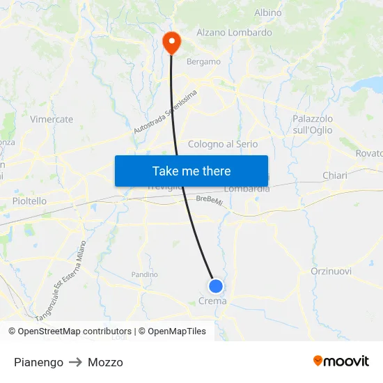 Pianengo to Mozzo map