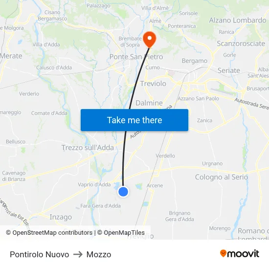 Pontirolo Nuovo to Mozzo map