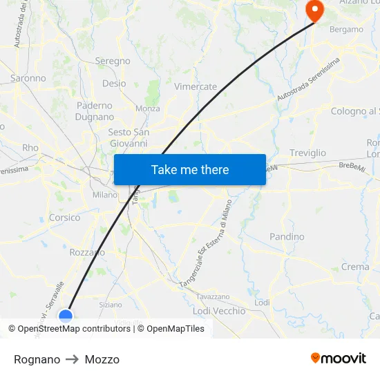 Rognano to Mozzo map