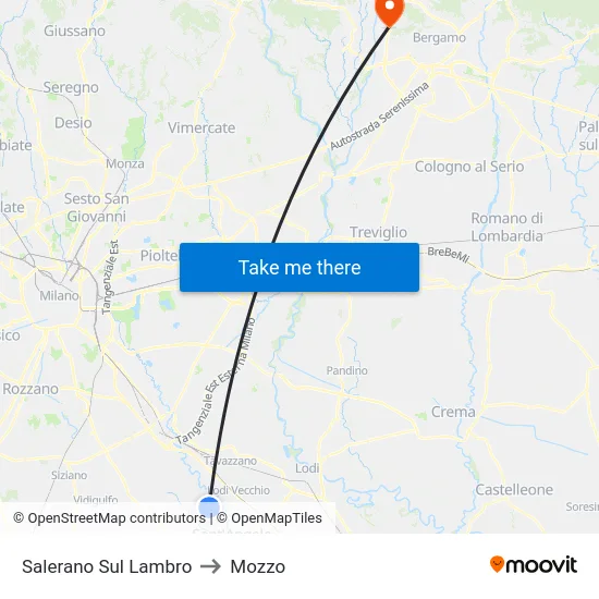 Salerano Sul Lambro to Mozzo map
