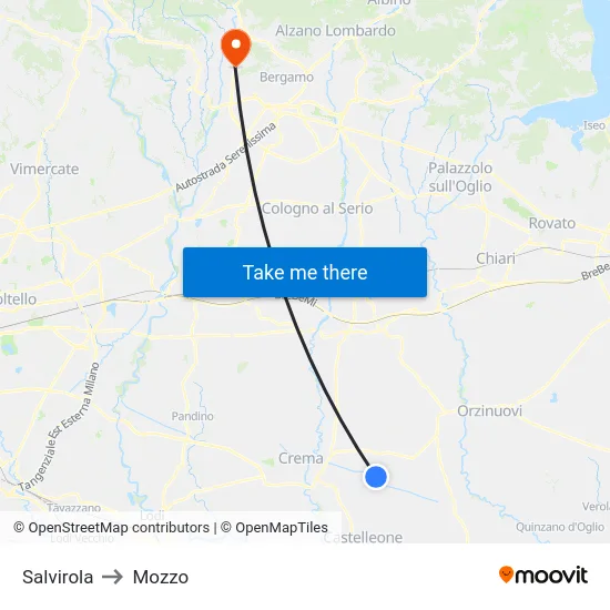 Salvirola to Mozzo map