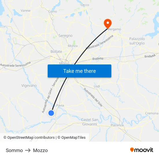 Sommo to Mozzo map
