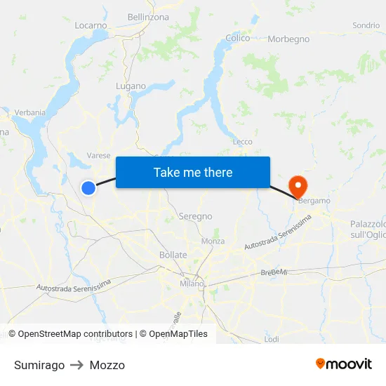 Sumirago to Mozzo map