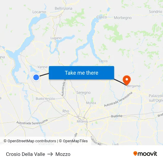 Crosio Della Valle to Mozzo map