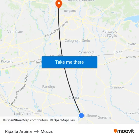 Ripalta Arpina to Mozzo map