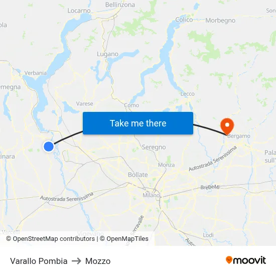 Varallo Pombia to Mozzo map