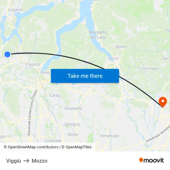 Viggiù to Mozzo map