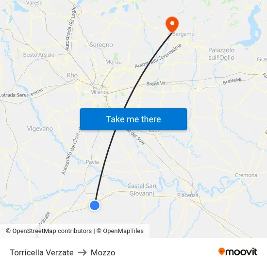 Torricella Verzate to Mozzo map