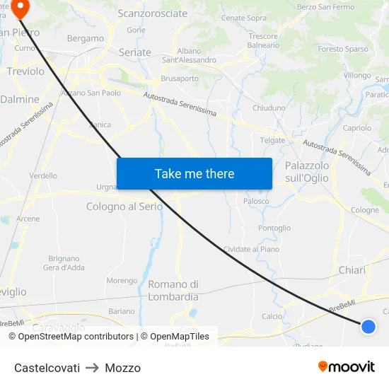 Castelcovati to Mozzo map
