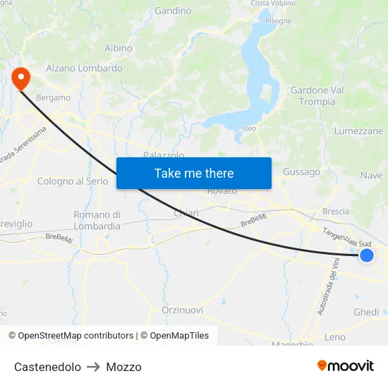 Castenedolo to Mozzo map