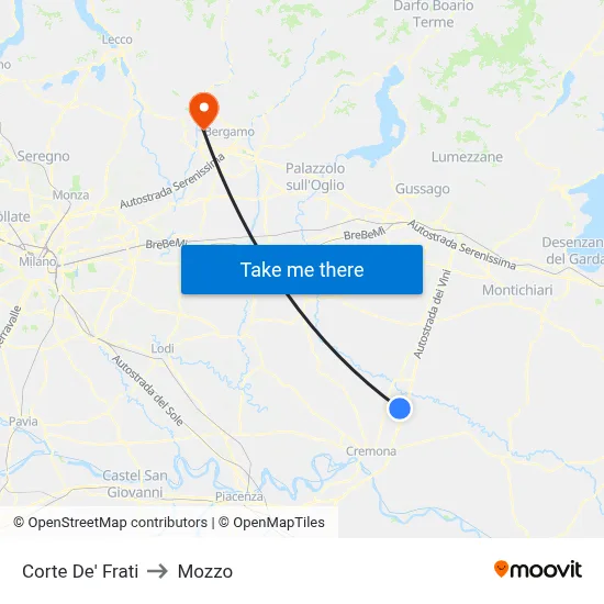 Corte de' Frati to Mozzo map