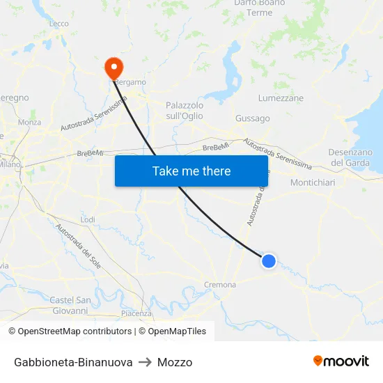 Gabbioneta-Binanuova to Mozzo map