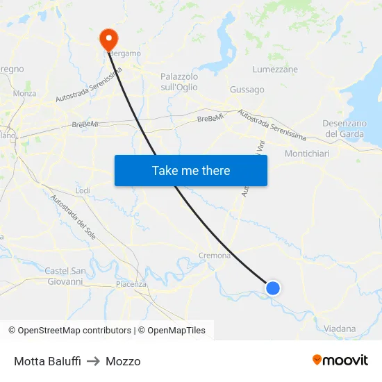 Motta Baluffi to Mozzo map