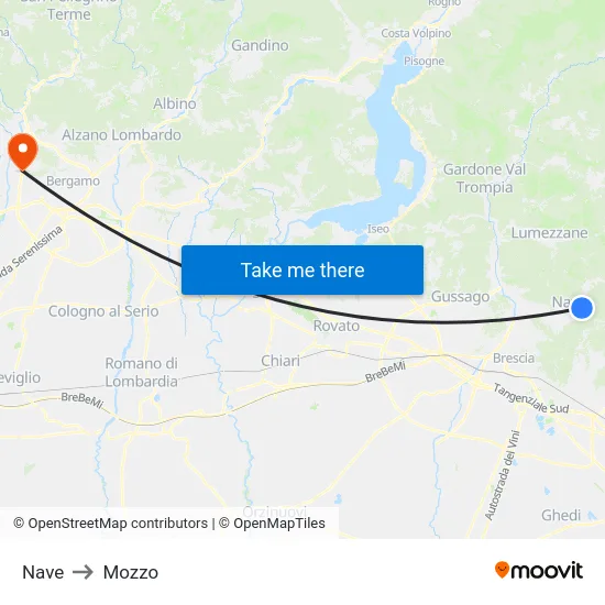 Nave to Mozzo map