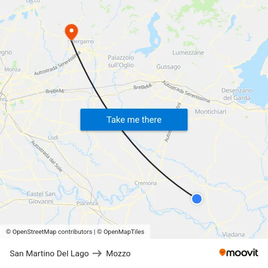 San Martino Del Lago to Mozzo map