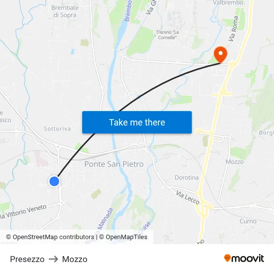 Presezzo to Mozzo map