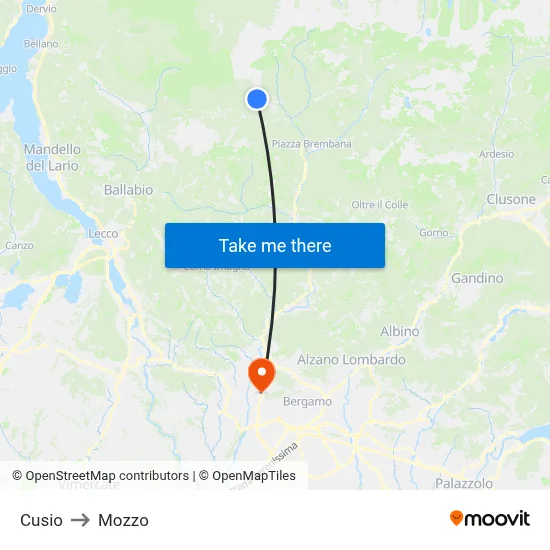 Cusio to Mozzo map