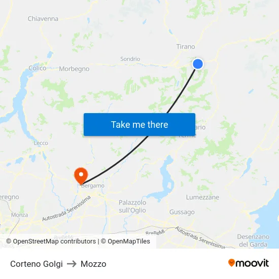 Corteno Golgi to Mozzo map