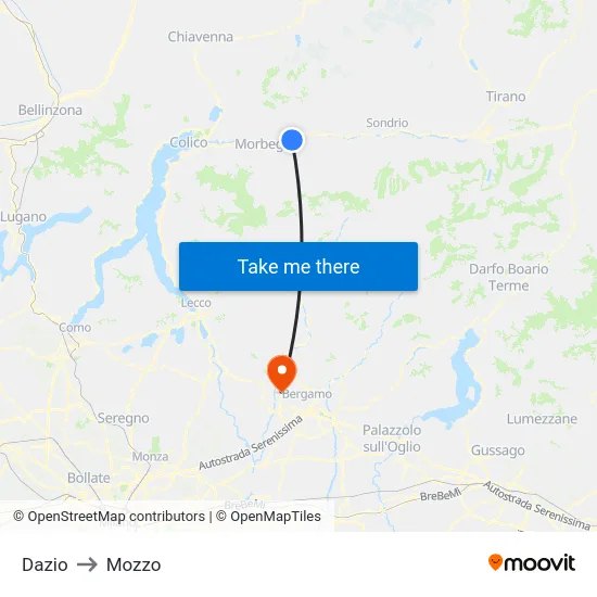 Customs to Mozzo map