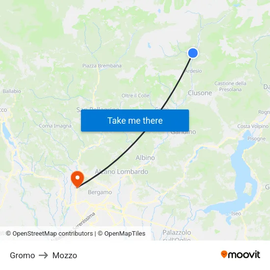 Gromo to Mozzo map