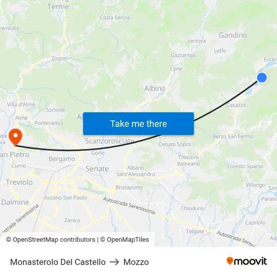 Monasterolo del Castello to Mozzo map