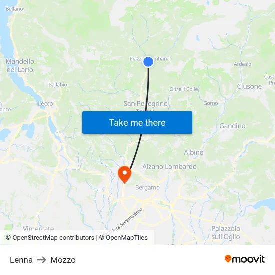 Lenna to Mozzo map