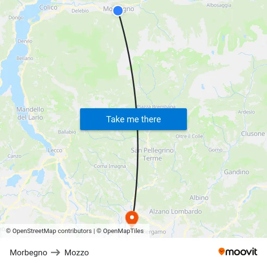 Morbegno to Mozzo map
