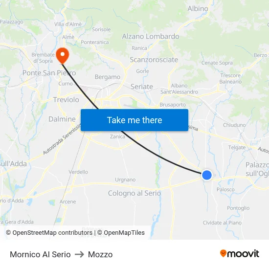 Mornico Al Serio to Mozzo map