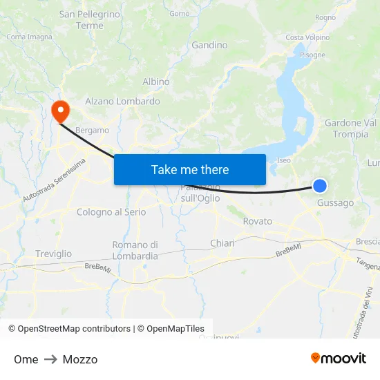 Ome to Mozzo map