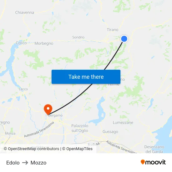 Edolo to Mozzo map
