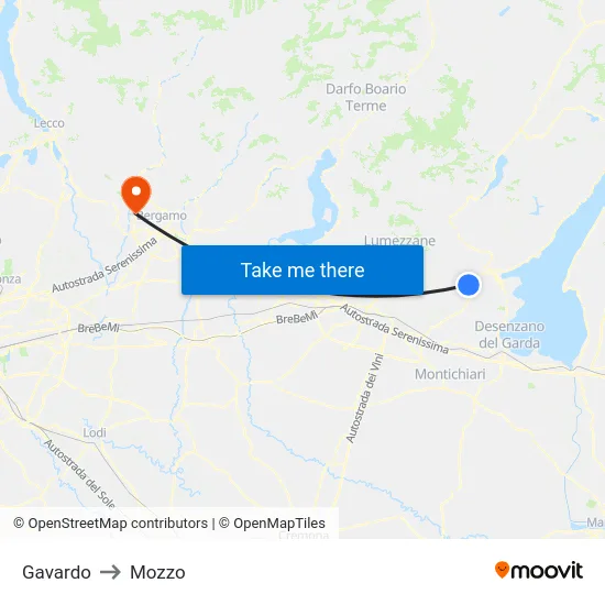 Gavardo to Mozzo map