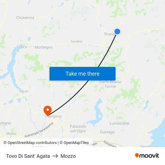 Tovo Di Sant' Agata to Mozzo map