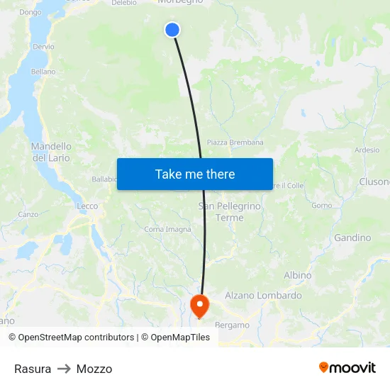 Rasura to Mozzo map