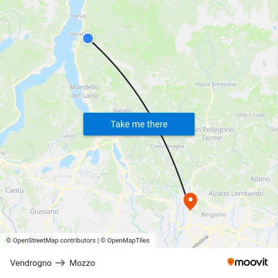 Vendrogno to Mozzo map