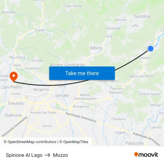 Spinone Al Lago to Mozzo map