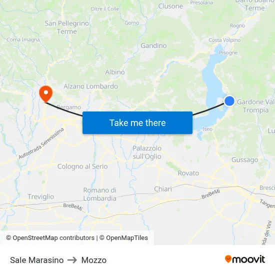 Sale Marasino to Mozzo map