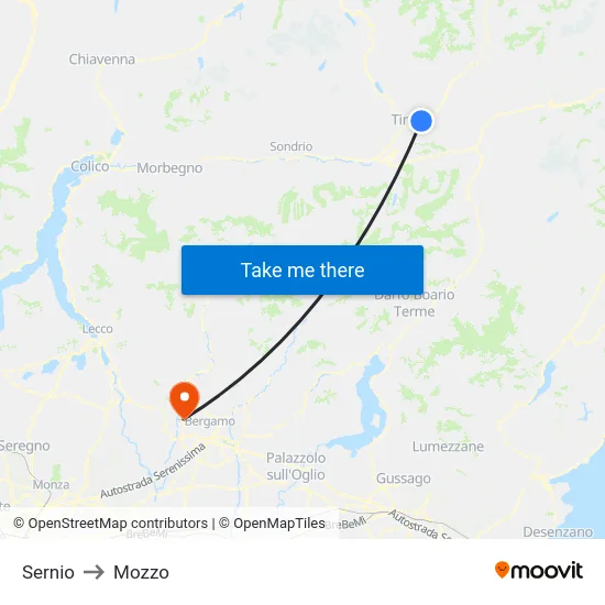 Sernio to Mozzo map