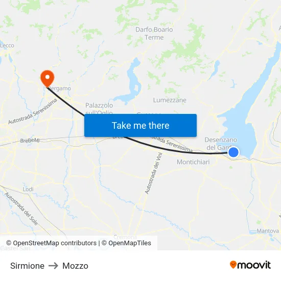Sirmione to Mozzo map