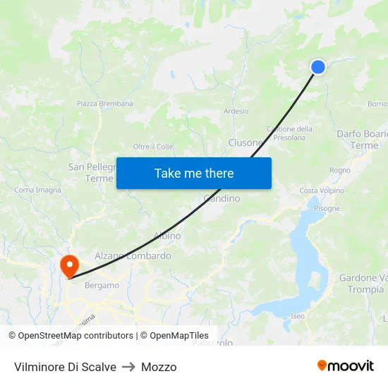 Vilminore Di Scalve to Mozzo map