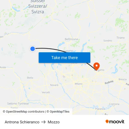 Antrona Schieranco to Mozzo map