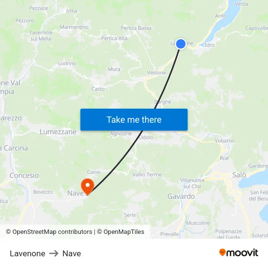 Lavenone to Nave map