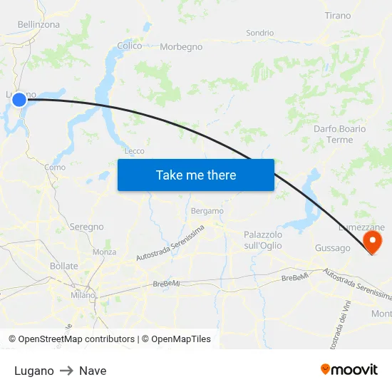 Lugano to Nave map